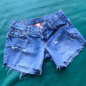 Lucky brand distressed jean short shorts size 4